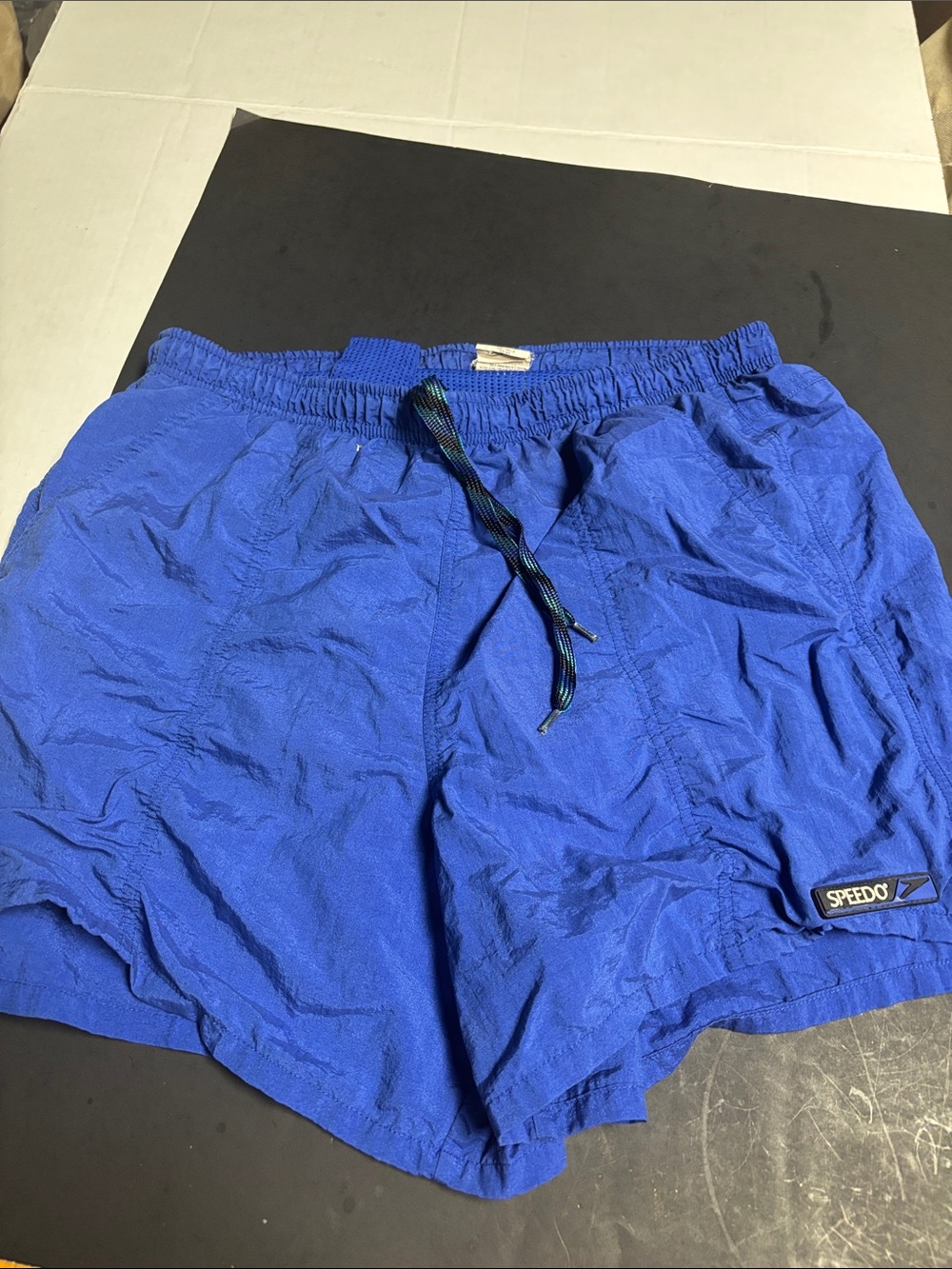 Vintage Speedo Men’s Bright Blue Swim Trunks with Drawstring